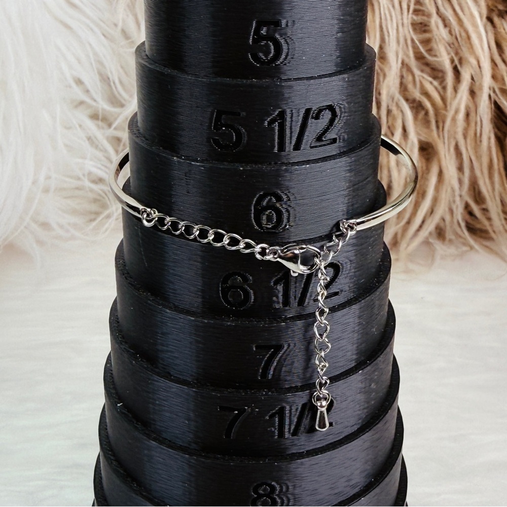 Silvertone Bling Adjustable Chain Bangle Bracelet - image 3